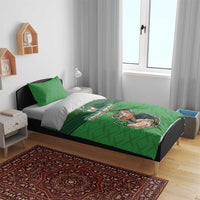 Custom Ireland Rugby with Celtic Pattern Bedding Set Shamrock Go Champions