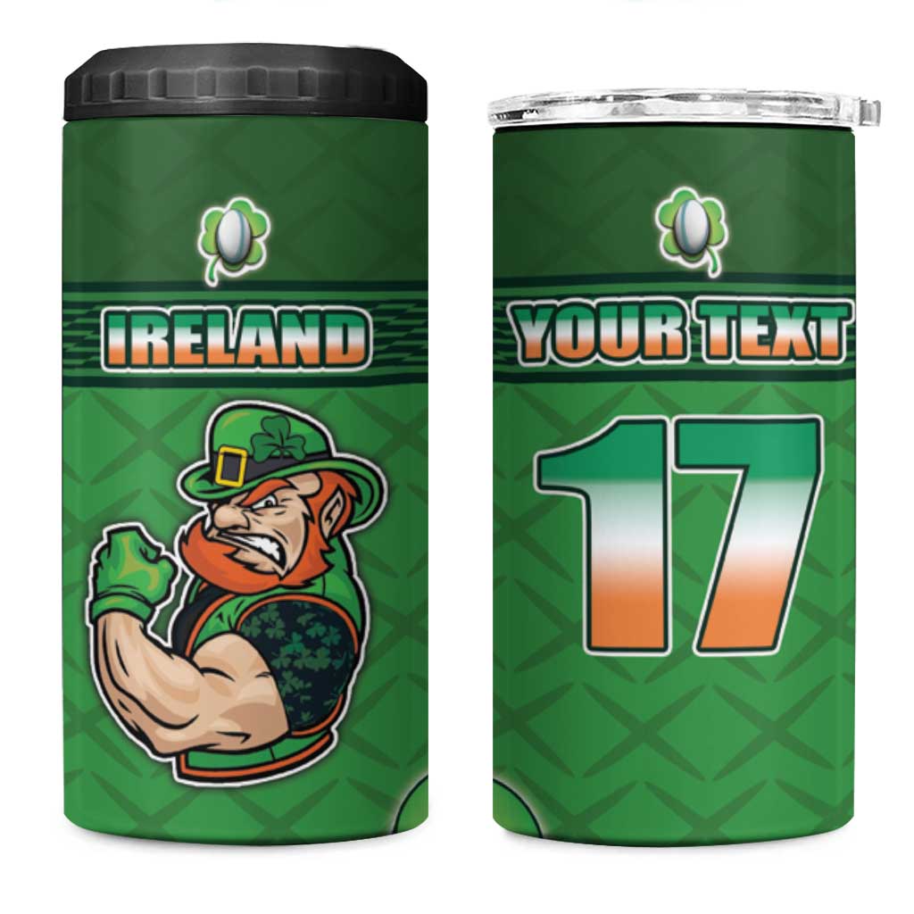 Custom Ireland Rugby with Celtic Pattern 4 in 1 Can Cooler Tumbler Shamrock Go Champions