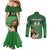 Custom Ireland Rugby with Celtic Pattern Couples Matching Mermaid Dress and Long Sleeve Button Shirt Shamrock Go Champions