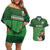 Custom Ireland Rugby with Celtic Pattern Couples Matching Off Shoulder Short Dress and Hawaiian Shirt Shamrock Go Champions