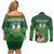 Custom Ireland Rugby with Celtic Pattern Couples Matching Off Shoulder Short Dress and Long Sleeve Button Shirt Shamrock Go Champions