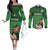 Custom Ireland Rugby with Celtic Pattern Couples Matching Off The Shoulder Long Sleeve Dress and Long Sleeve Button Shirt Shamrock Go Champions