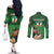 Custom Ireland Rugby with Celtic Pattern Couples Matching Off The Shoulder Long Sleeve Dress and Long Sleeve Button Shirt Shamrock Go Champions