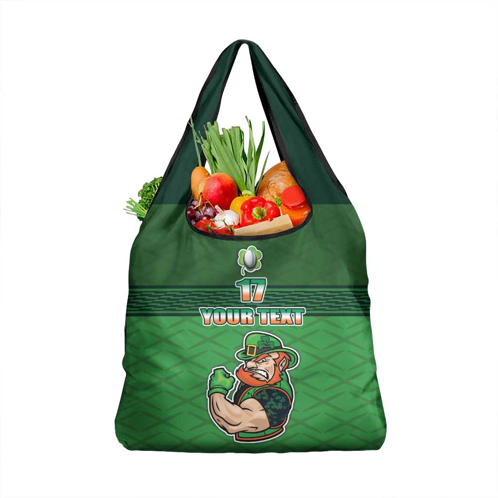 Custom Ireland Rugby with Celtic Pattern Grocery Bag Shamrock Go Champions