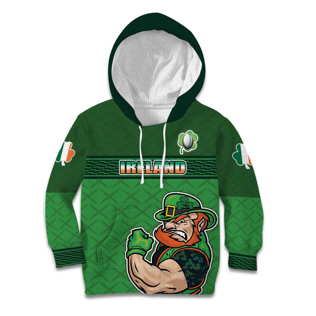 Custom Ireland Rugby with Celtic Pattern Kid Hoodie Shamrock Go Champions