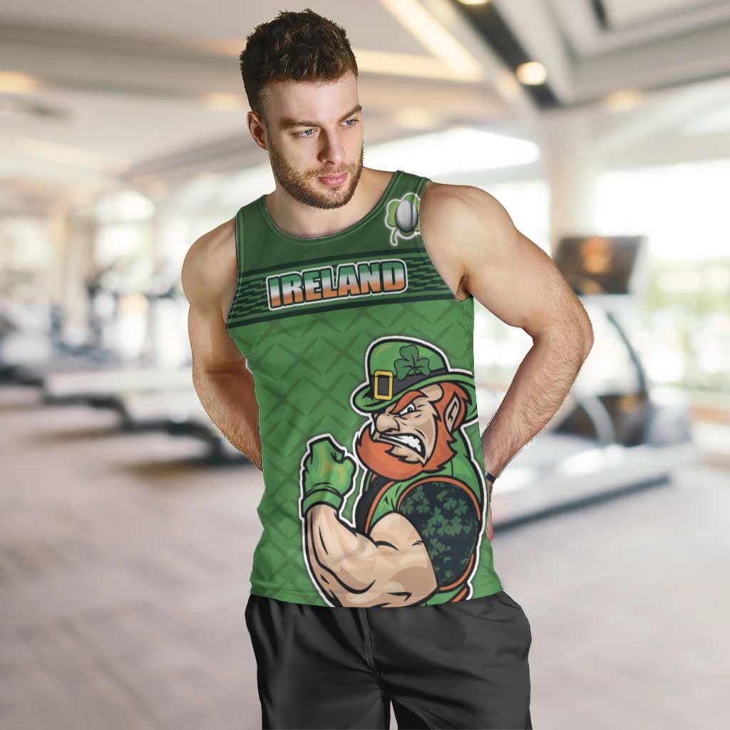 Custom Ireland Rugby with Celtic Pattern Men Tank Top Shamrock Go Champions