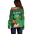 Custom Ireland Rugby with Celtic Pattern Off Shoulder Sweater Shamrock Go Champions