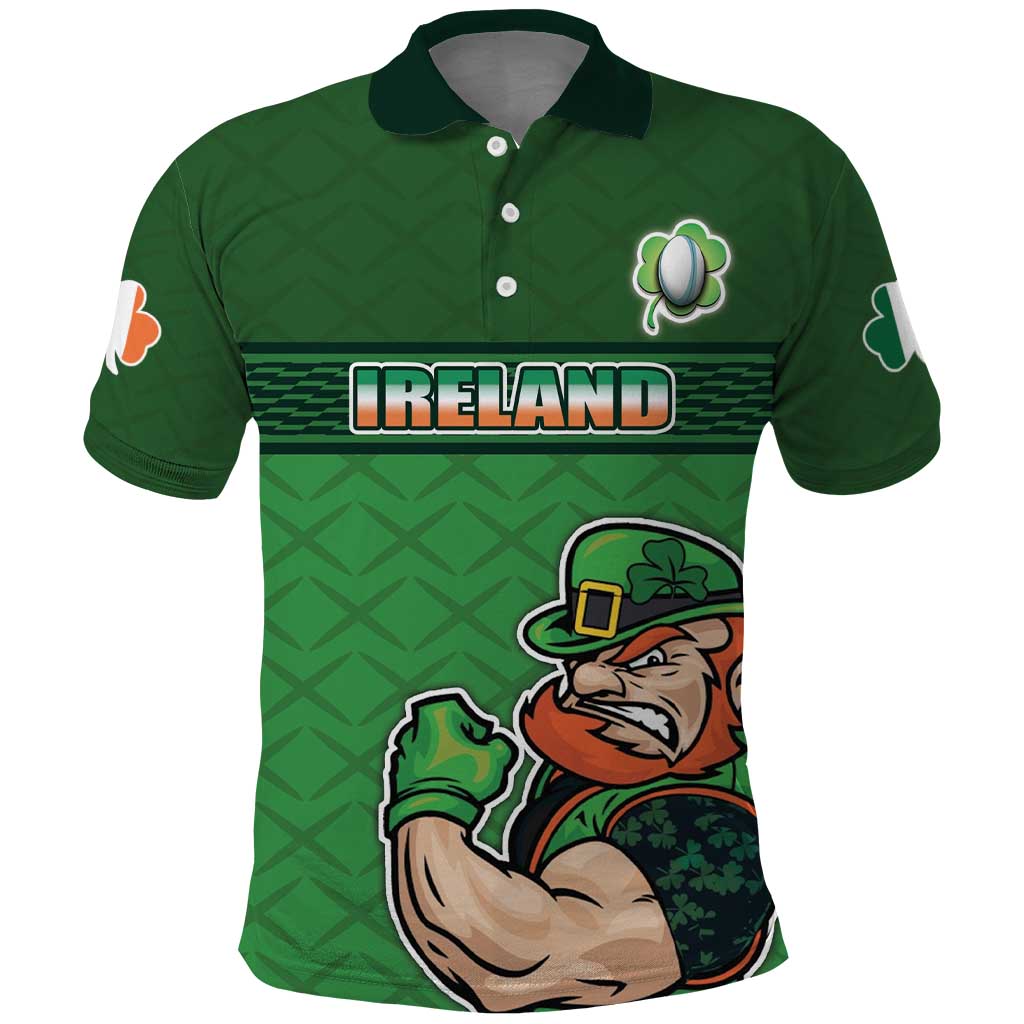 Custom Ireland Rugby with Celtic Pattern Polo Shirt Shamrock Go Champions