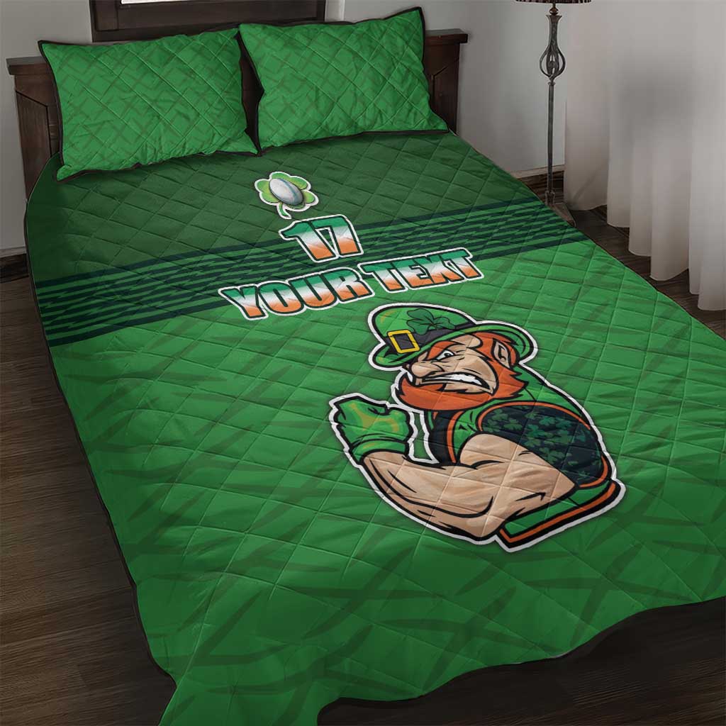 Custom Ireland Rugby with Celtic Pattern Quilt Bed Set Shamrock Go Champions