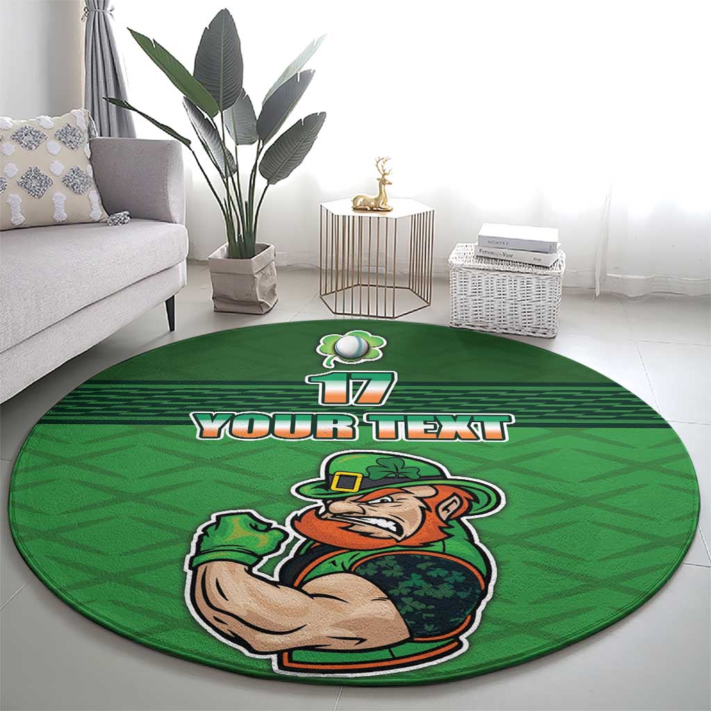 Custom Ireland Rugby with Celtic Pattern Round Carpet Shamrock Go Champions