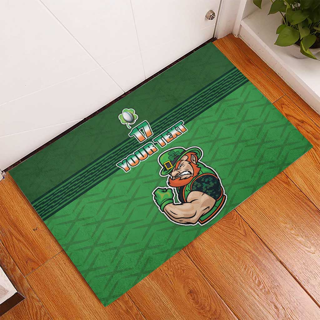Custom Ireland Rugby with Celtic Pattern Rubber Doormat Shamrock Go Champions