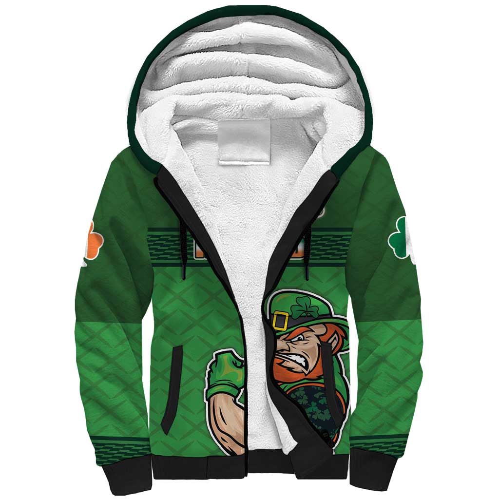 Custom Ireland Rugby with Celtic Pattern Sherpa Hoodie Shamrock Go Champions