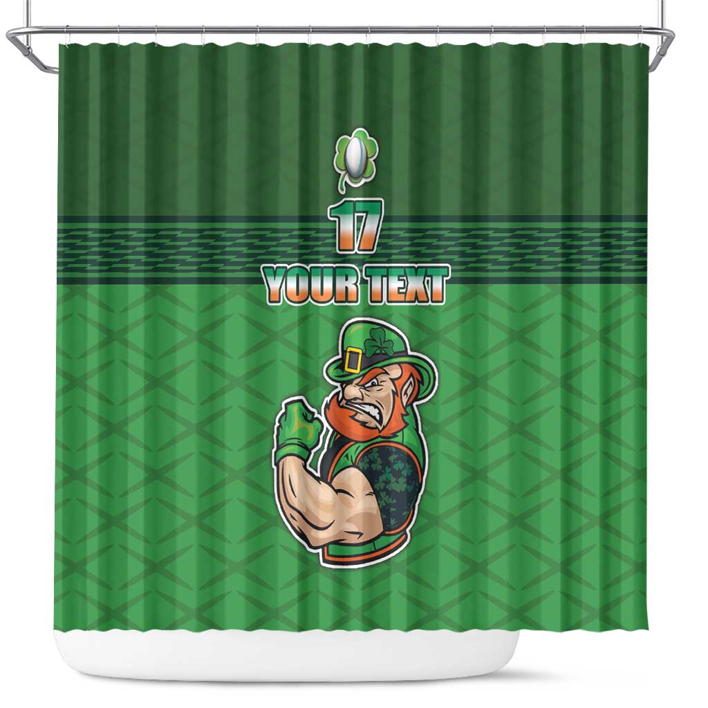 Custom Ireland Rugby with Celtic Pattern Shower Curtain Shamrock Go Champions