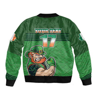 Custom Ireland Rugby with Celtic Pattern Sleeve Zip Bomber Jacket Shamrock Go Champions