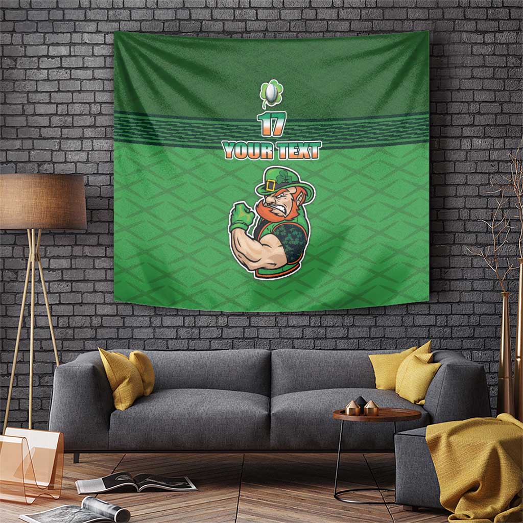 Custom Ireland Rugby with Celtic Pattern Tapestry Shamrock Go Champions