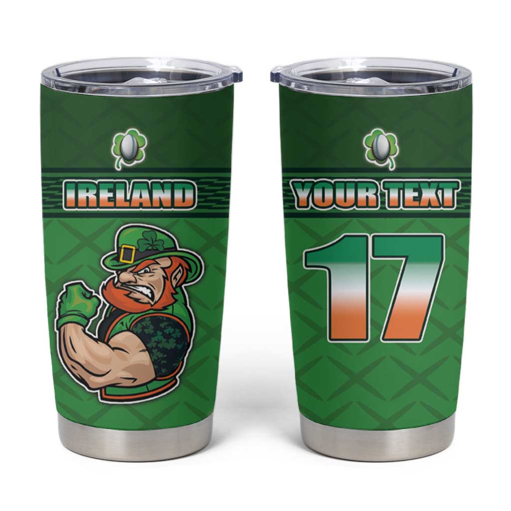 Custom Ireland Rugby with Celtic Pattern Tumbler Cup Shamrock Go Champions