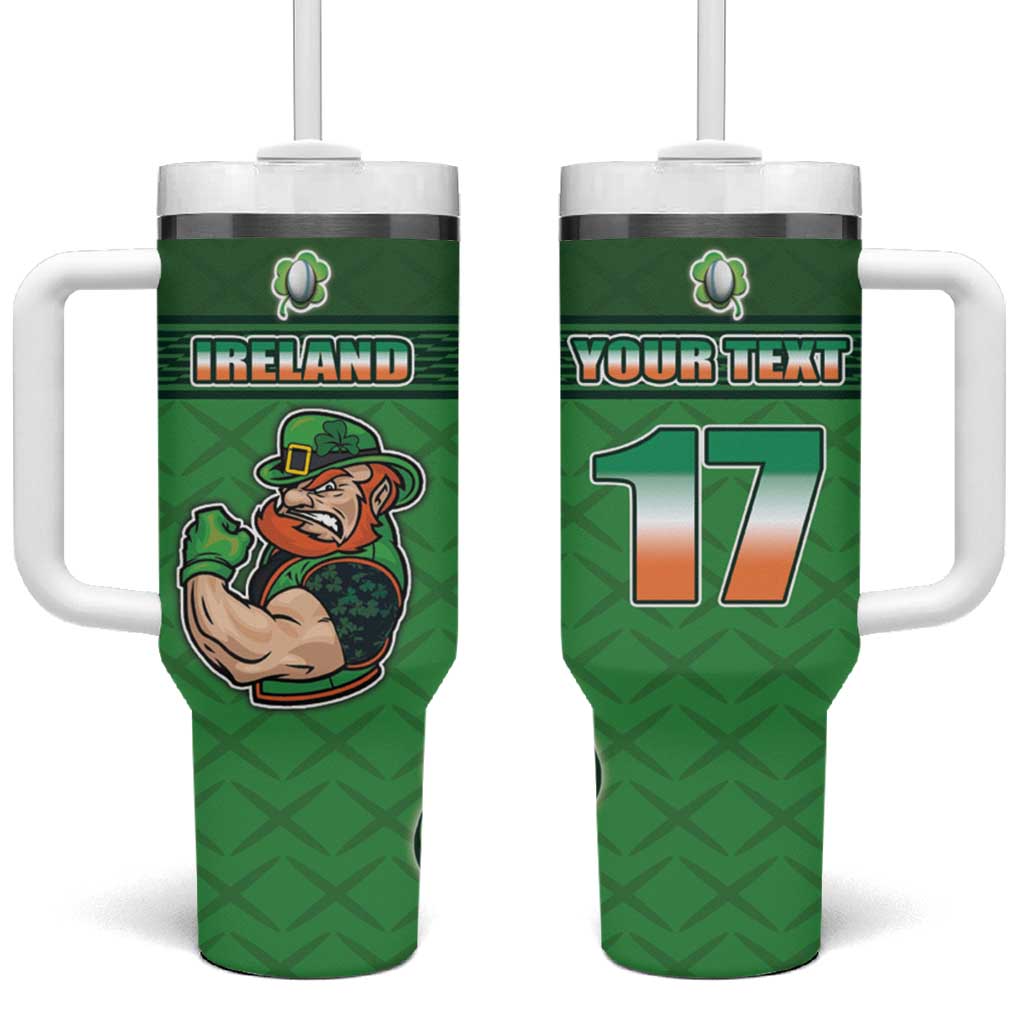 Custom Ireland Rugby with Celtic Pattern Tumbler With Handle Shamrock Go Champions