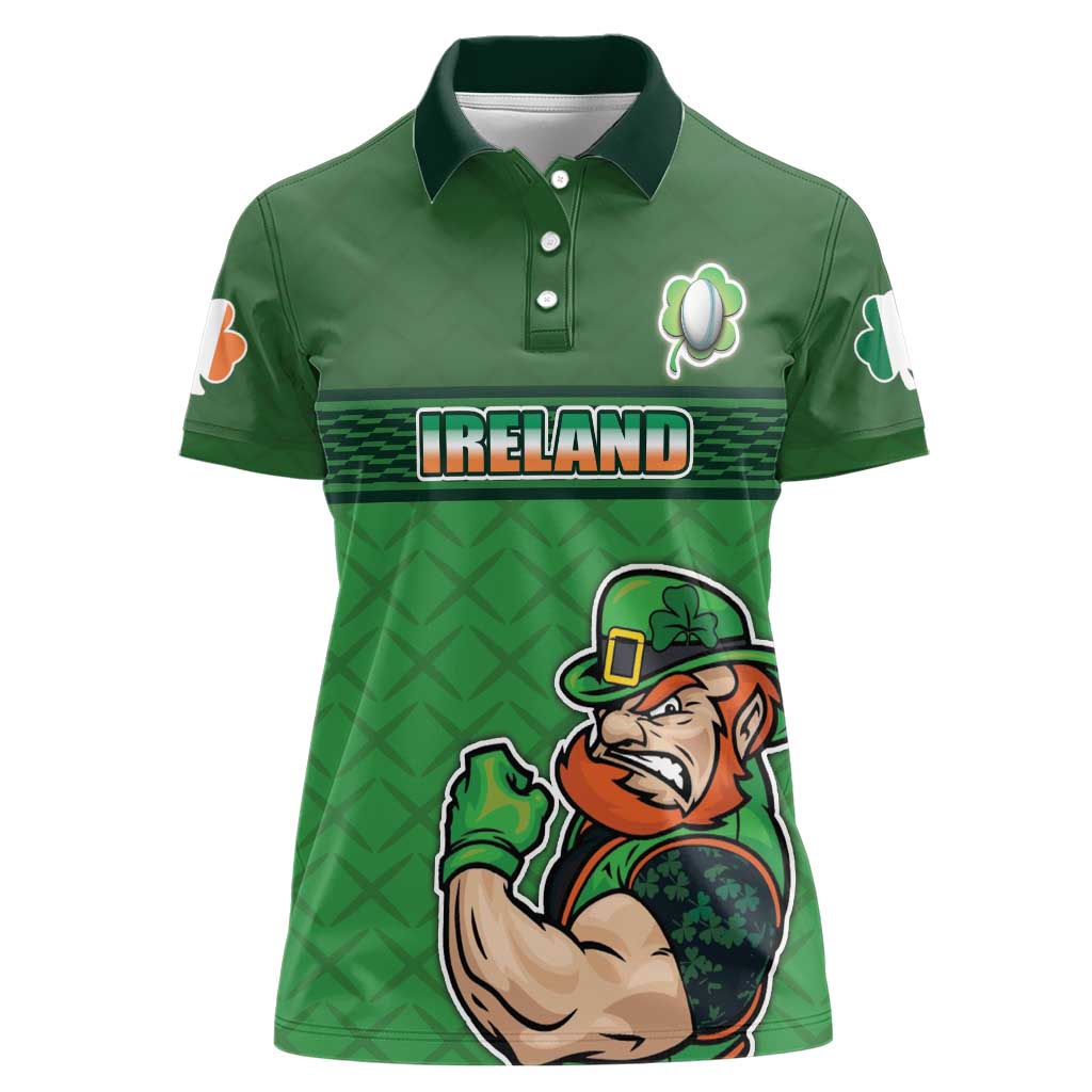 Custom Ireland Rugby with Celtic Pattern Women Polo Shirt Shamrock Go Champions