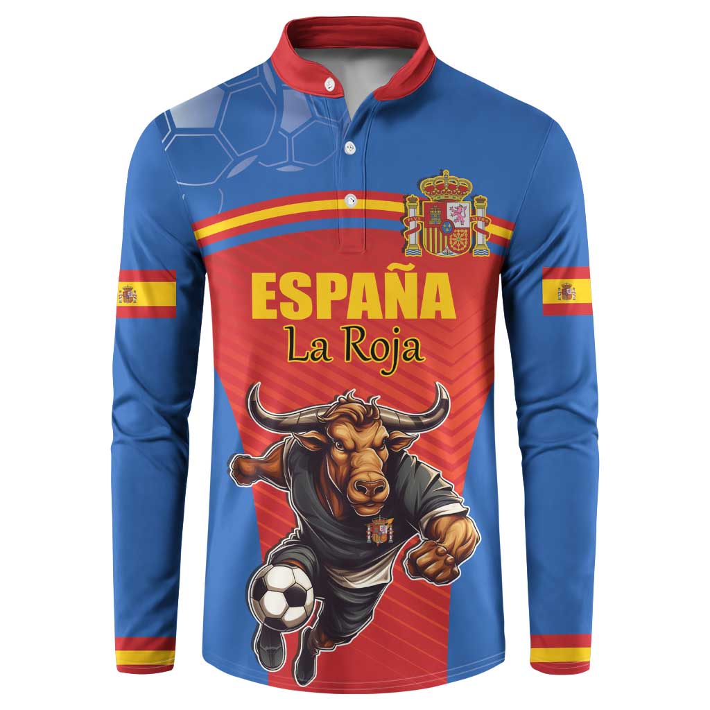 Spain football long-sleeve button top with bull mascot and crest