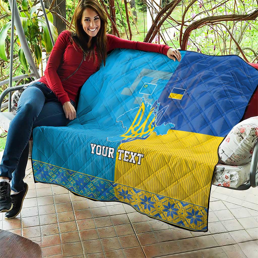 Personalized Crimean Tatar Flag Day Quilt Ukraine Crimea Map