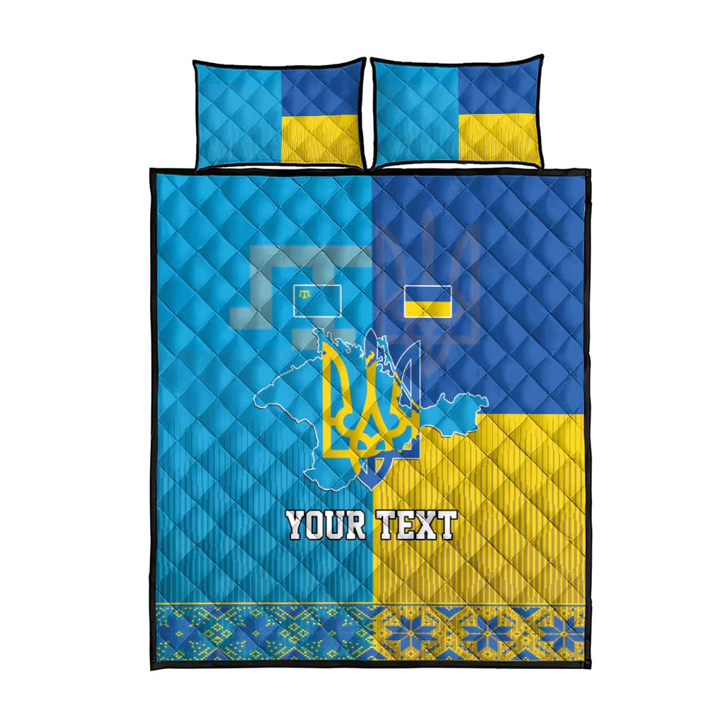 Personalized Crimean Tatar Flag Day Quilt Bed Set Ukraine Crimea Map