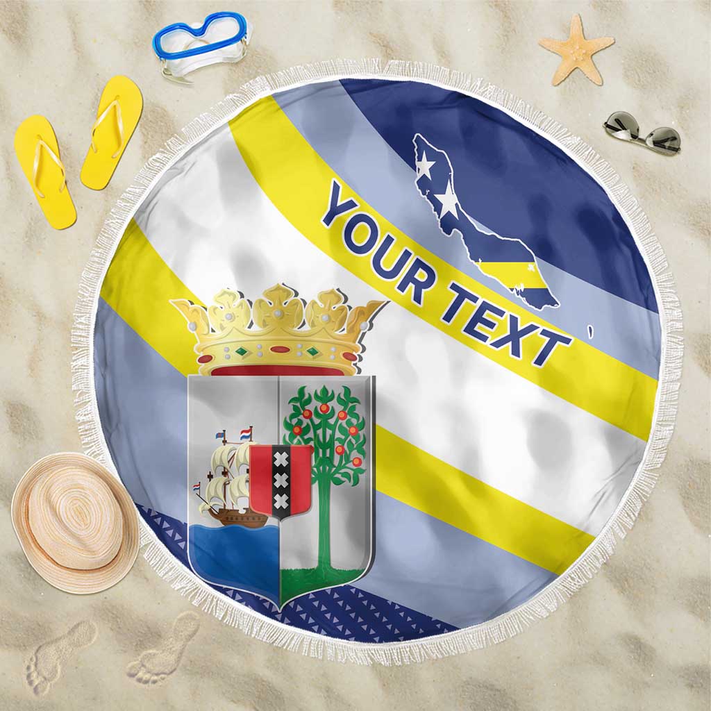 Personalized Curacao Coat of Arms Beach Blanket Map Flag Style