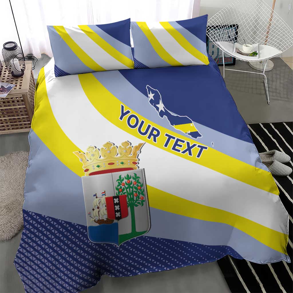 Personalized Curacao Coat of Arms Bedding Set Map Flag Style