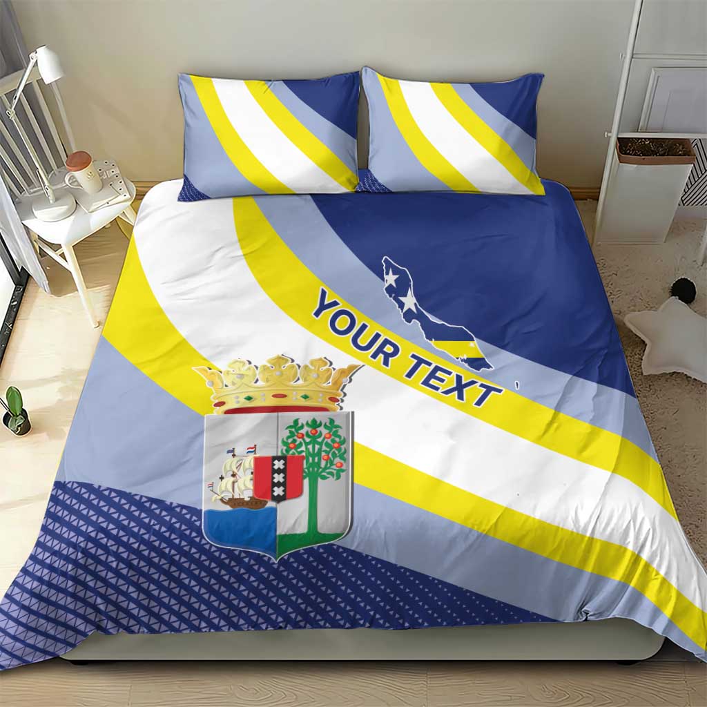 Personalized Curacao Coat of Arms Bedding Set Map Flag Style