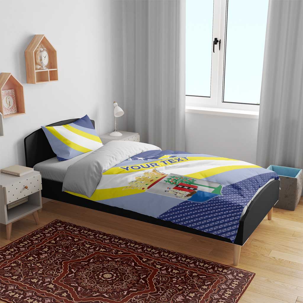 Personalized Curacao Coat of Arms Bedding Set Map Flag Style