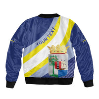 Personalized Curacao Coat of Arms Bomber Jacket Map Flag Style