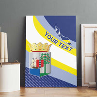 Curacao coat of arms canvas wall art, blue flag-style print with personalized text