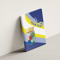 Curacao coat of arms canvas wall art with personalized text, blue flag style