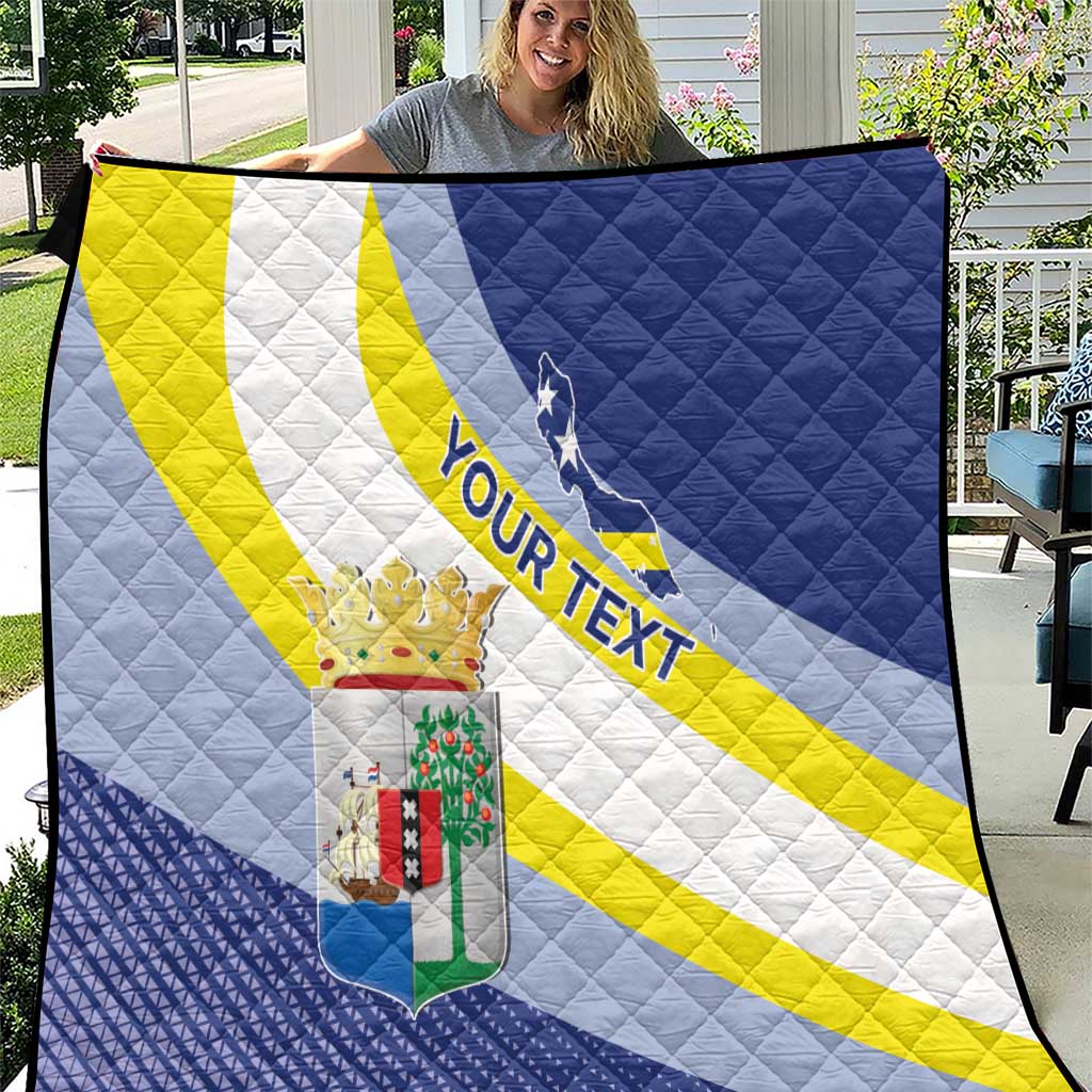 Personalized Curacao Coat of Arms Quilt Map Flag Style