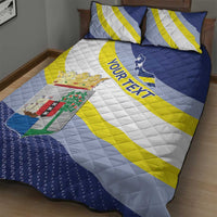 Personalized Curacao Coat of Arms Quilt Bed Set Map Flag Style