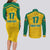 Republic of Lithuania Football Couples Matching Long Sleeve Bodycon Dress and Long Sleeve Button Shirt Sporty Style