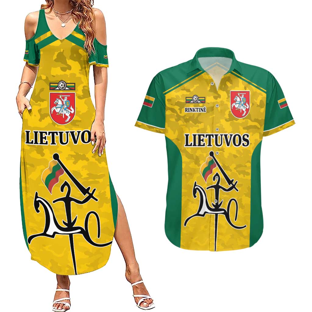 Republic of Lithuania Football Couples Matching Summer Maxi Dress and Hawaiian Shirt Sporty Style