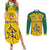 Republic of Lithuania Football Couples Matching Summer Maxi Dress and Long Sleeve Button Shirt Sporty Style