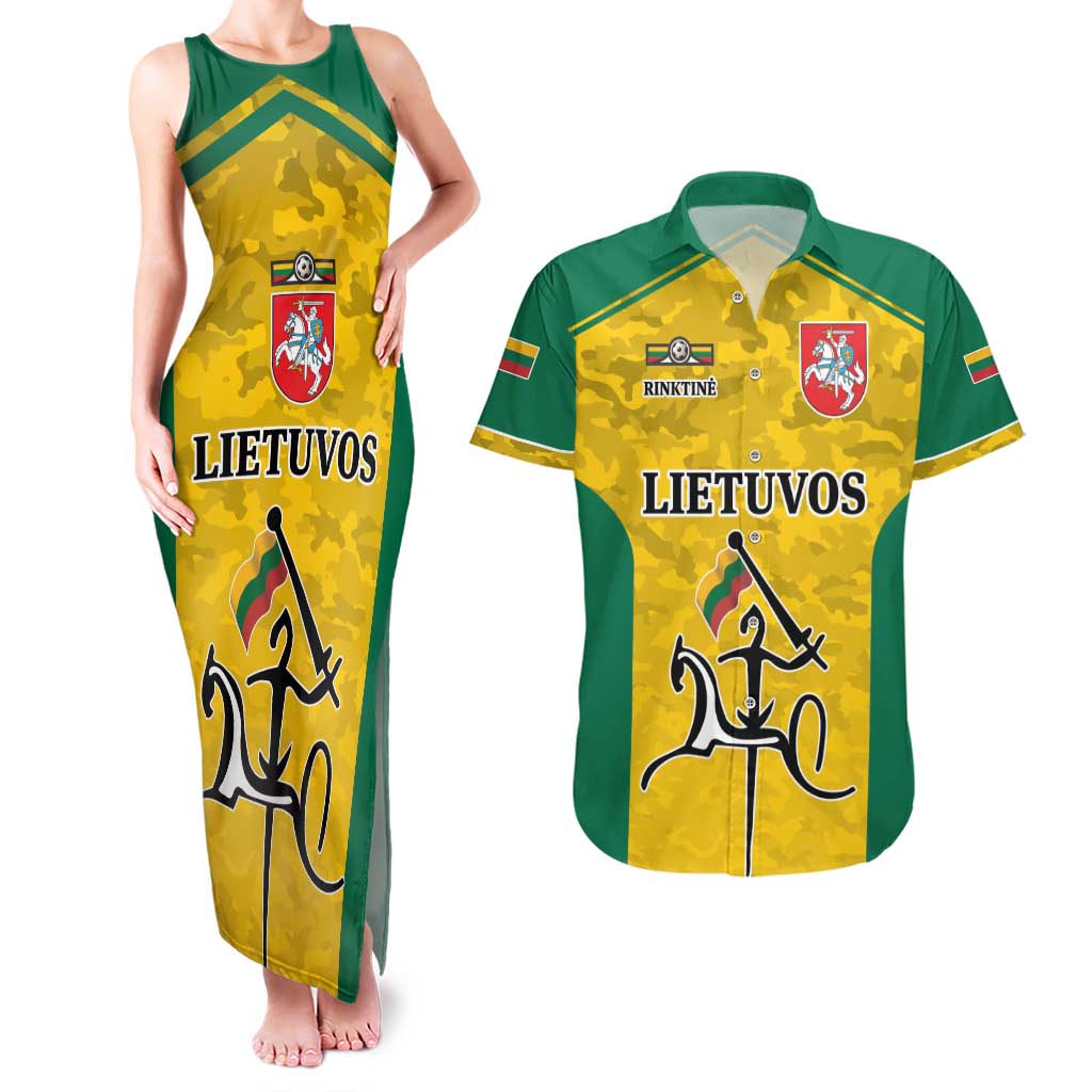 Republic of Lithuania Football Couples Matching Tank Maxi Dress and Hawaiian Shirt Sporty Style