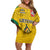 Republic of Lithuania Football Family Matching Off Shoulder Short Dress and Hawaiian Shirt Sporty Style