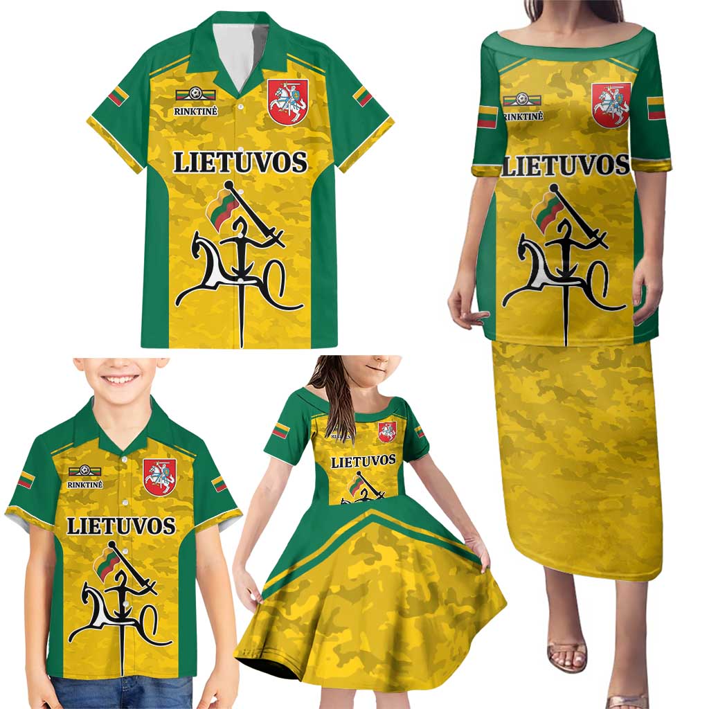 Republic of Lithuania Football Family Matching Puletasi and Hawaiian Shirt Sporty Style