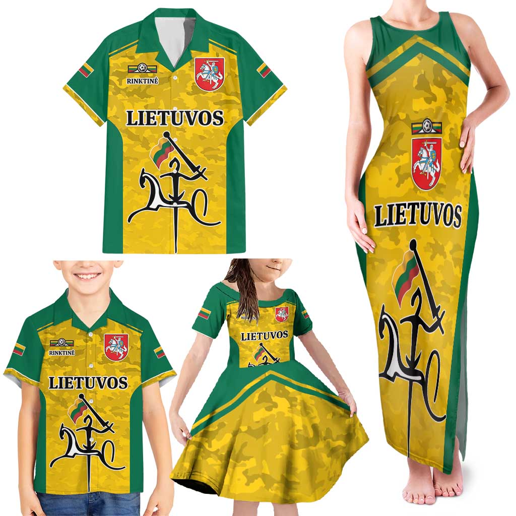 Republic of Lithuania Football Family Matching Tank Maxi Dress and Hawaiian Shirt Sporty Style