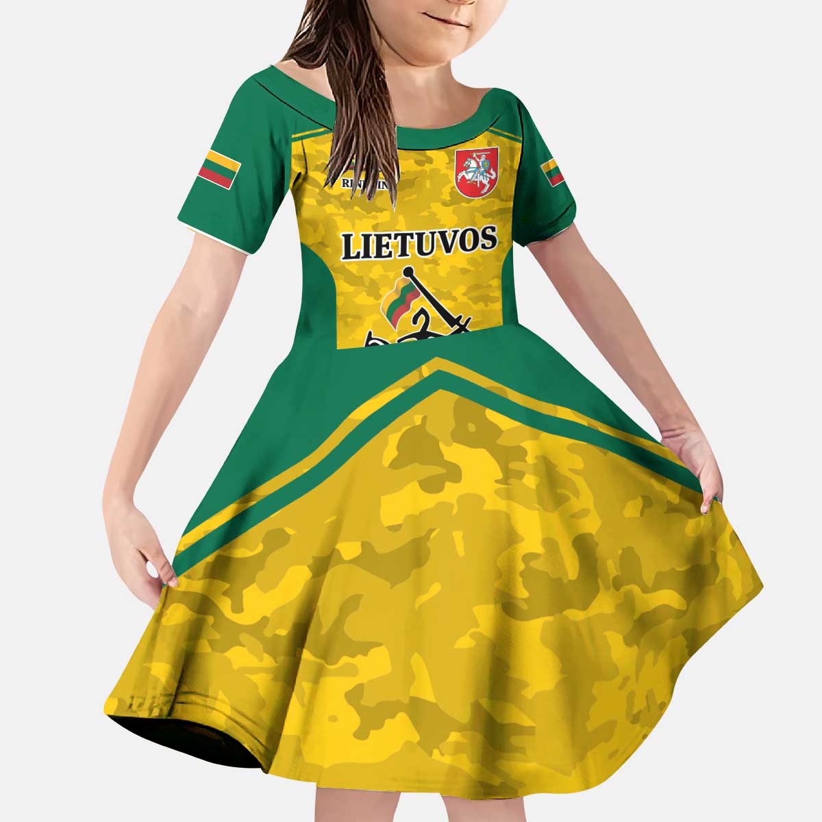 Republic of Lithuania Football Kid Short Sleeve Dress Sporty Style