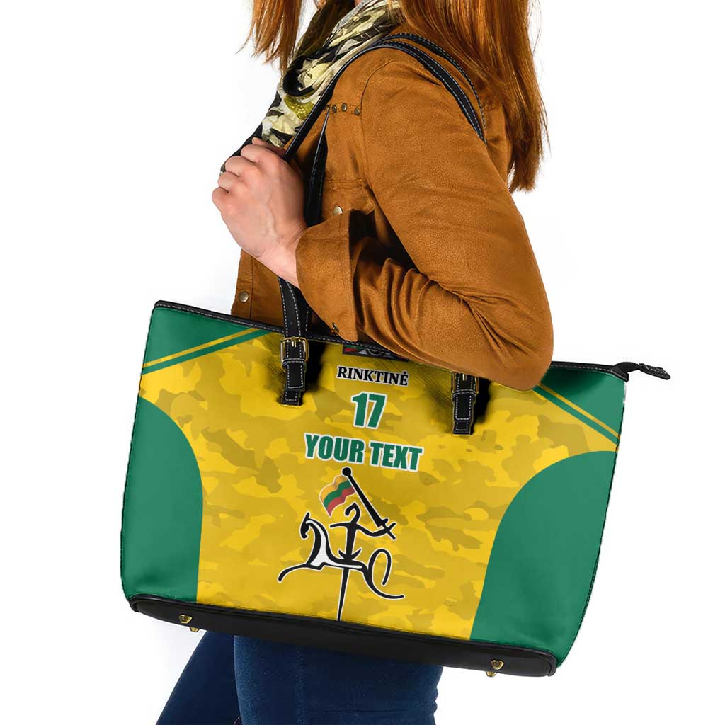 Republic of Lithuania Football Leather Tote Bag Sporty Style