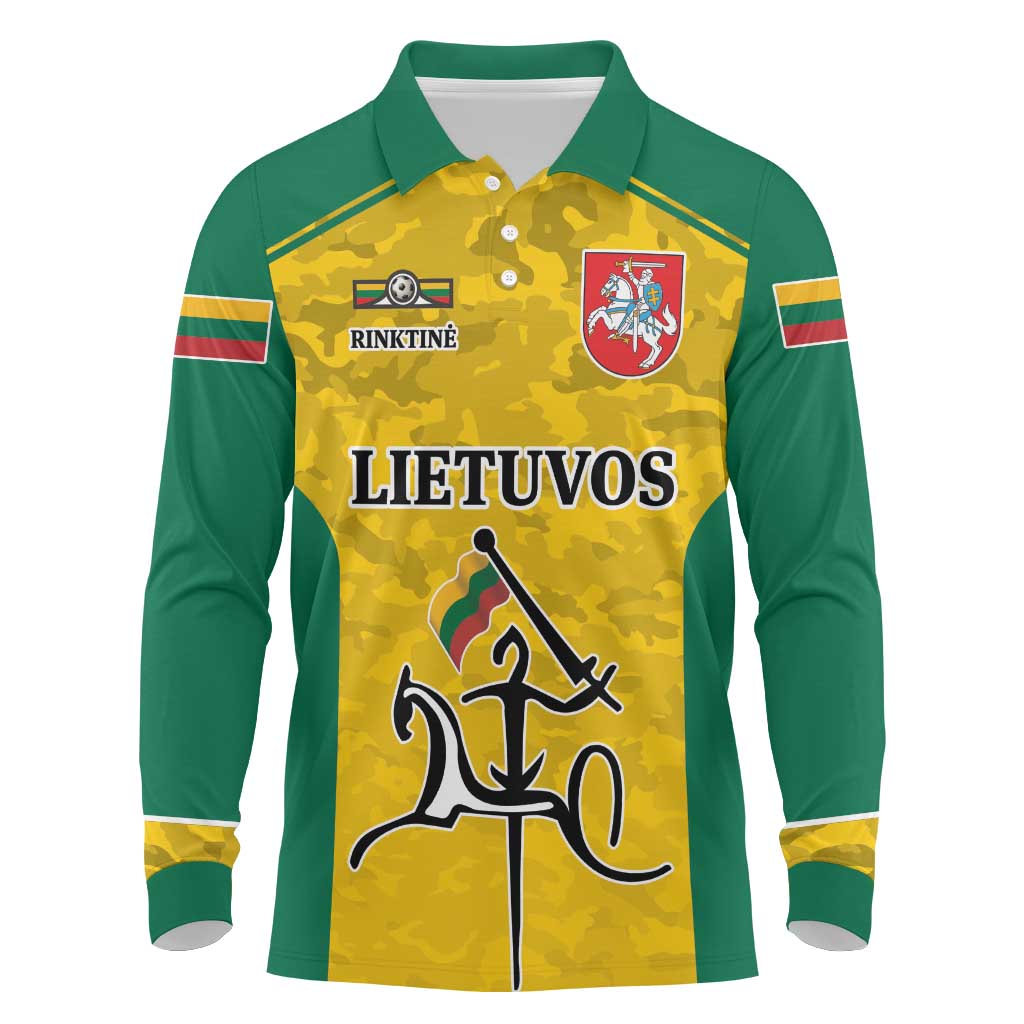 Republic of Lithuania Football Long Sleeve Polo Shirt Sporty Style