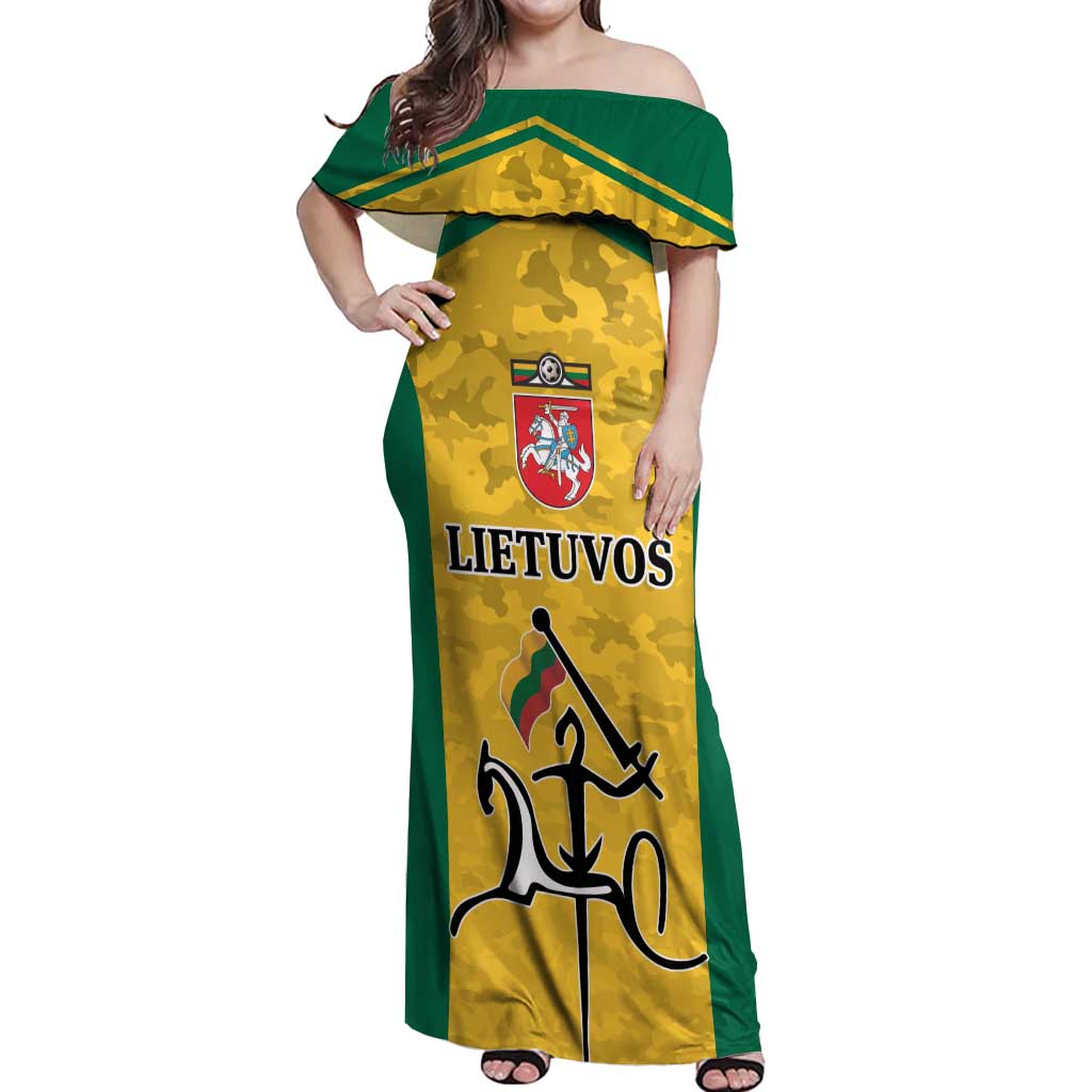 Republic of Lithuania Football Off Shoulder Maxi Dress Sporty Style