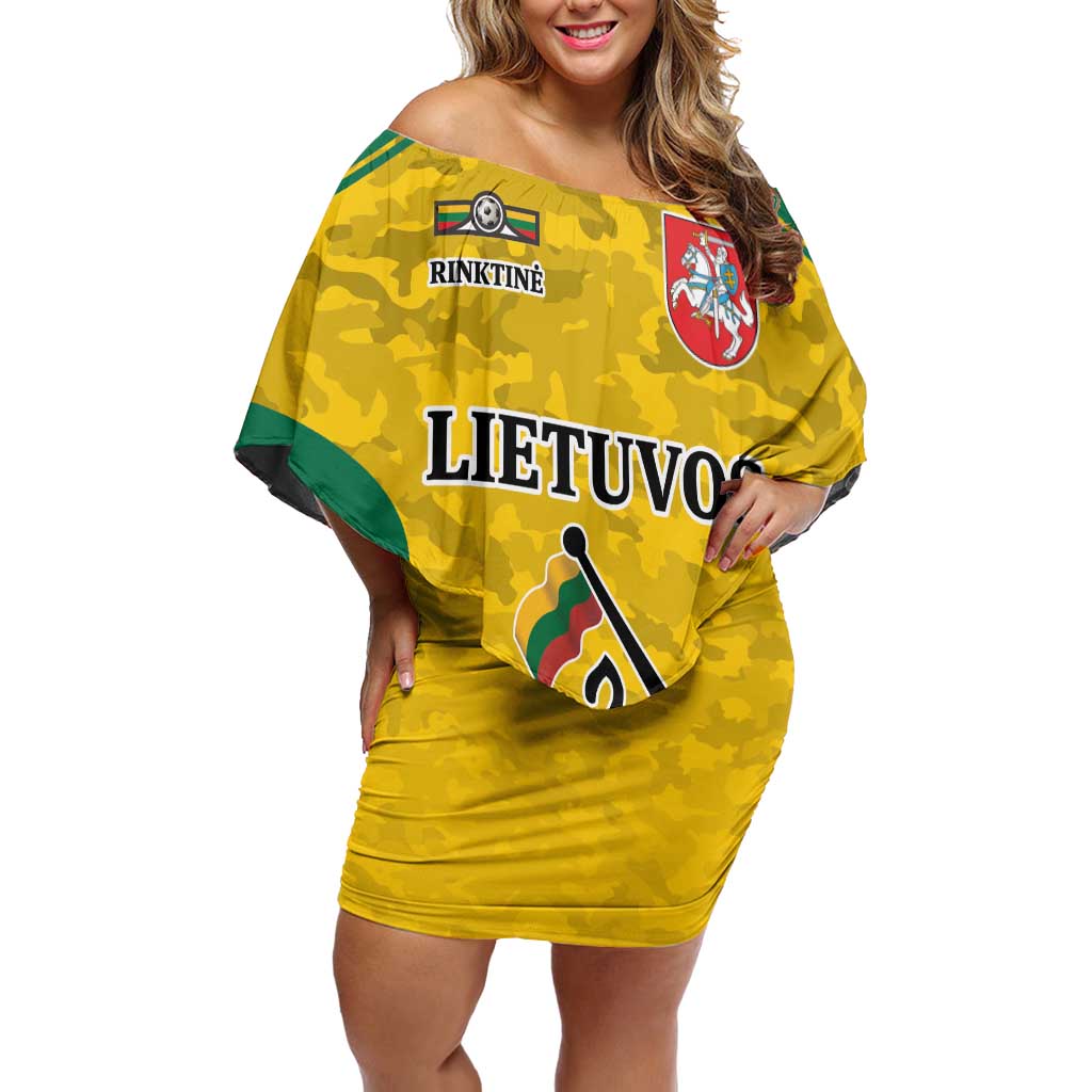 Republic of Lithuania Football Off Shoulder Short Dress Sporty Style