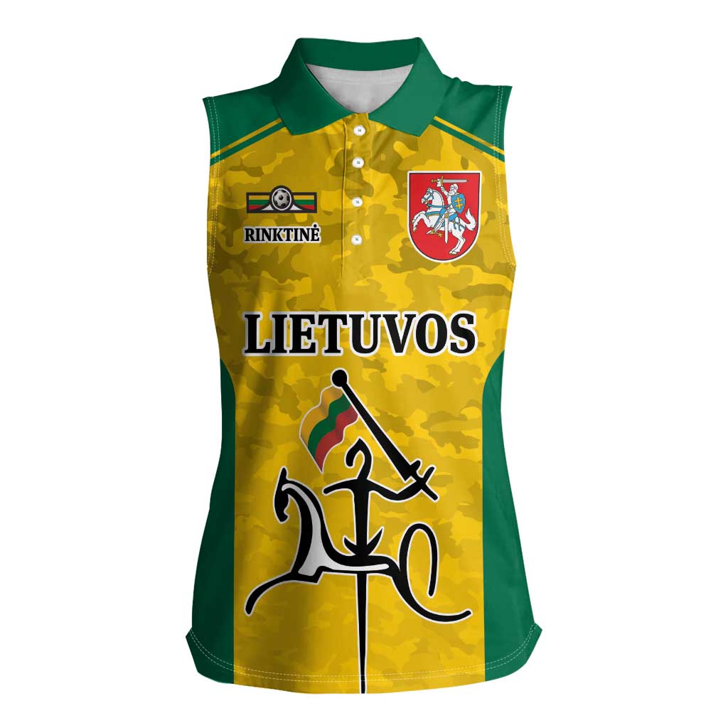 Republic of Lithuania Football Women Sleeveless Polo Shirt Sporty Style LT17 - Wonder Print Shop