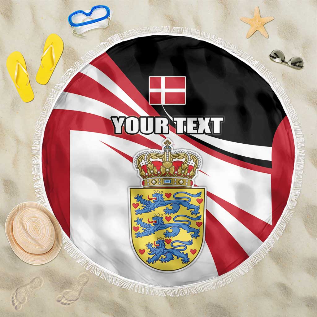 Personalized Danmark Coat of Arms Beach Blanket Denmark Three Pale Blue Lions