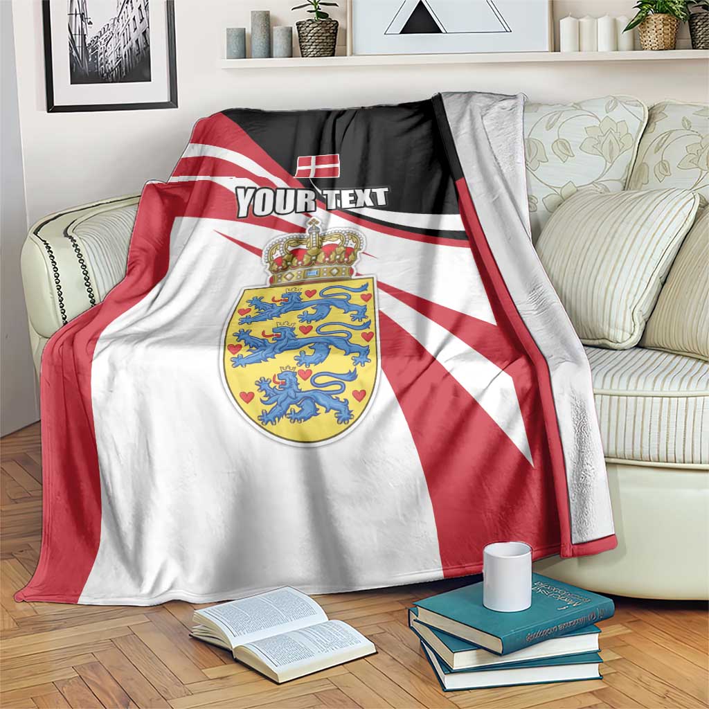 Personalized Danish coat of arms blanket with red, white, and black flag stripes and crest