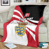 Personalized Danish coat of arms blanket with crowned shield on red-and-white stripes